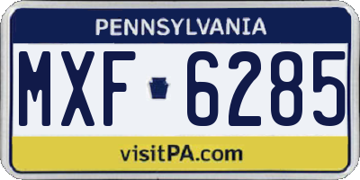 PA license plate MXF6285