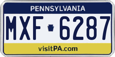 PA license plate MXF6287