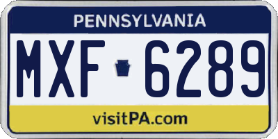 PA license plate MXF6289