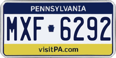PA license plate MXF6292