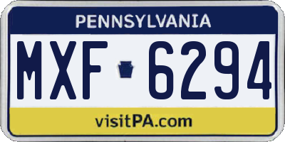 PA license plate MXF6294
