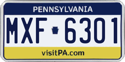 PA license plate MXF6301