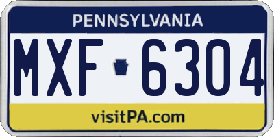 PA license plate MXF6304