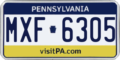 PA license plate MXF6305
