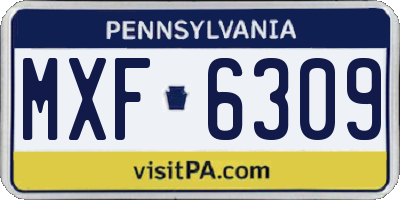 PA license plate MXF6309