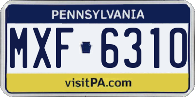 PA license plate MXF6310
