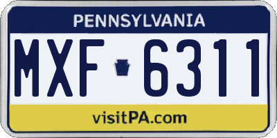 PA license plate MXF6311