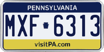 PA license plate MXF6313