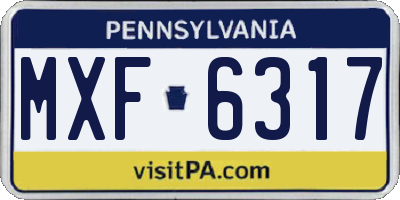 PA license plate MXF6317