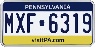 PA license plate MXF6319