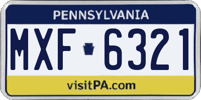 PA license plate MXF6321