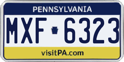 PA license plate MXF6323
