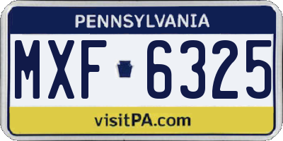 PA license plate MXF6325