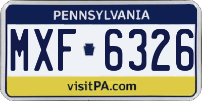 PA license plate MXF6326