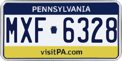 PA license plate MXF6328