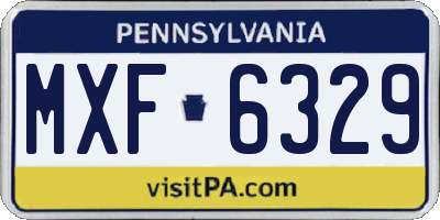 PA license plate MXF6329