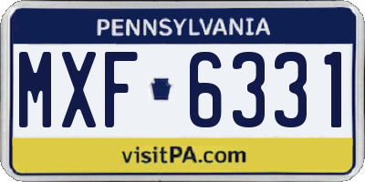 PA license plate MXF6331