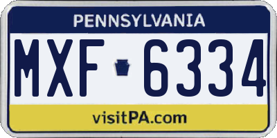 PA license plate MXF6334