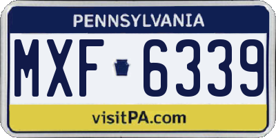 PA license plate MXF6339
