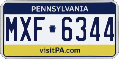 PA license plate MXF6344