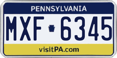 PA license plate MXF6345