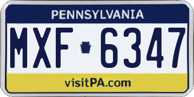 PA license plate MXF6347