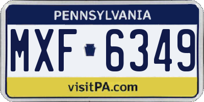 PA license plate MXF6349