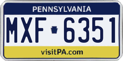 PA license plate MXF6351