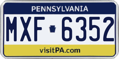PA license plate MXF6352