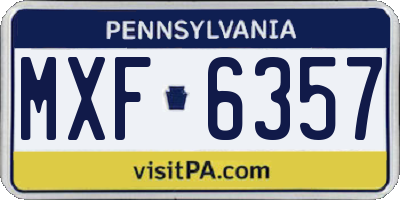 PA license plate MXF6357