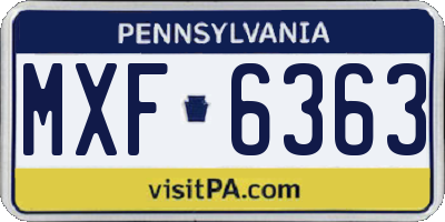 PA license plate MXF6363