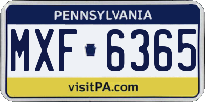 PA license plate MXF6365