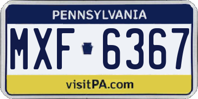 PA license plate MXF6367