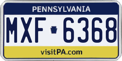 PA license plate MXF6368