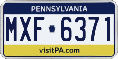 PA license plate MXF6371