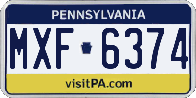 PA license plate MXF6374