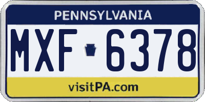 PA license plate MXF6378