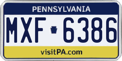 PA license plate MXF6386