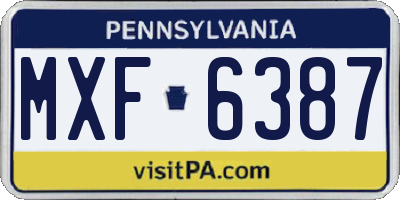 PA license plate MXF6387