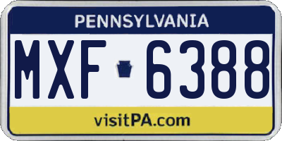 PA license plate MXF6388