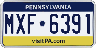 PA license plate MXF6391