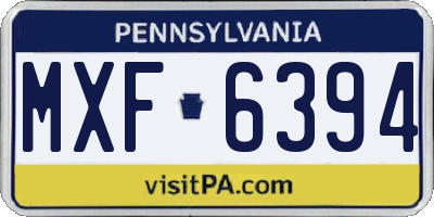 PA license plate MXF6394