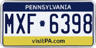 PA license plate MXF6398