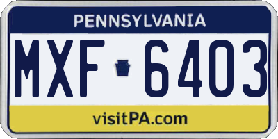PA license plate MXF6403