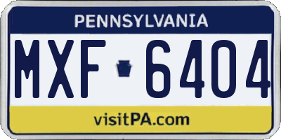 PA license plate MXF6404
