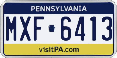 PA license plate MXF6413