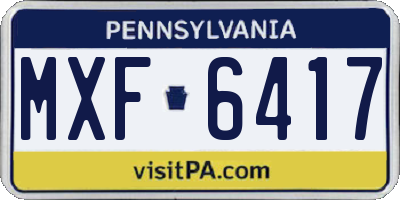 PA license plate MXF6417
