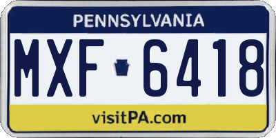 PA license plate MXF6418