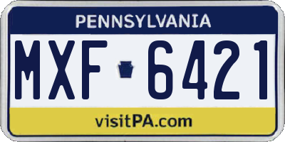 PA license plate MXF6421