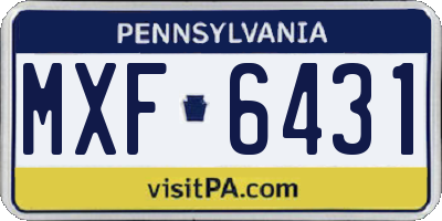 PA license plate MXF6431
